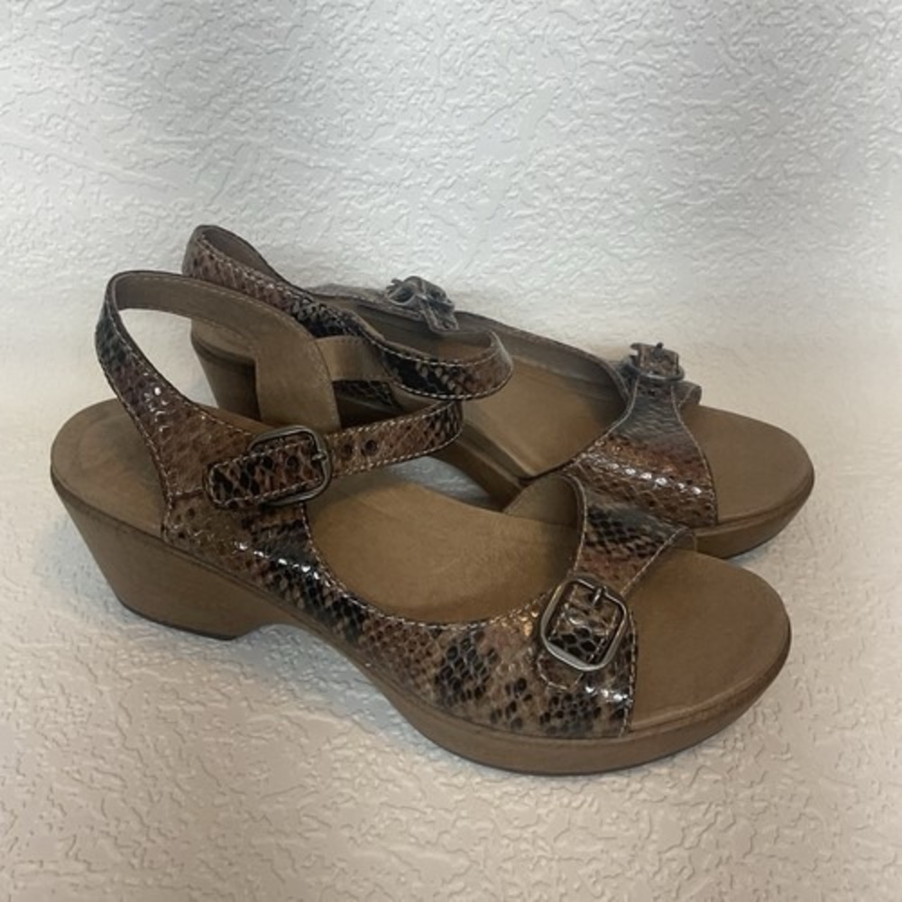 NWD Dansko Snakeskin Strappy Adjustable Platform Sandals Women 39/USA8.5-9 China - Picture 10 of 11